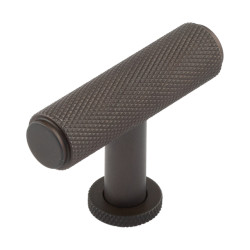 Burlington by Frelan 18mm Piccadilly Knurled T-Bar Cabinet Knob - 55 x 40mm - Dark Bronze