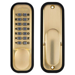 Eclipse ED20 Easy Code Push Button Digital Code Lock - Holdback Option - Satin Brass