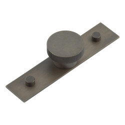 Hoxton by Frelan Thaxted Lines Round Cabinet Knob on Plain Backplate - 40mm Diameter - Dark Bronze