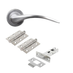 Serozzetta by Carlisle Brass Satin Chrome Latch Door Handles on Rose Pack - Oliver Range