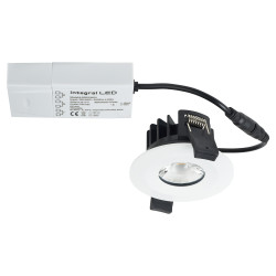 Integral LED Low Profile 6W IP65 Fire Rated LED Dimmable Fixed Downlight - 4000K Cool White - White