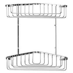 Croydex Wirework Large Corner Shower Basket - Two Tier - 305 x 275 x 165mm - Stainless Steel