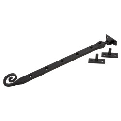 Olde Forge Curly Tail Casement Window Stay - 12"/300mm Length - Smooth Black