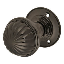 Altro Black Nickel Fluted Mortice Door Knob - 65mm Rose Diameter