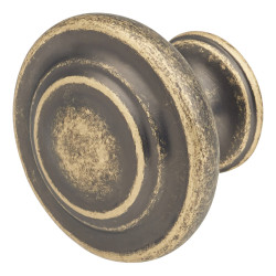 Olde Forge Readford Round Cabinet Knob - 33mm Diameter - Antique Brass