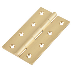 Solid Drawn Butt Door Hinge - 100 x 60 x 2.5mm - Satin Brass - Pair