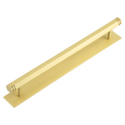 Hoxton by Frelan Nile 15mm Hex T-Bar Cabinet Pull Handle on Plain Backplate - 224mm c/c - Satin Brass