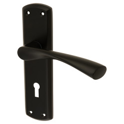 Touchpoint Matt Black Keyhole Lock Door Handles - Monza Range - 175 x 45mm