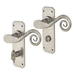 Olde Forge Pewter Monkey Tail Bathroom Door Handles - 152 x 52mm