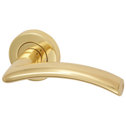 Heritage Brass by M Marcus Polished Brass Door Handles on Round Rose - Centaur Range
