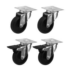 Coldene Castor - 2 x Swivel 2 x Swivel Braked - 120kg Max - 50mm Diameter - Black - Pack of 4