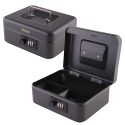 Sterling Cash Box with Combination Lock - 8" - Black