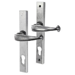 Olde Forge Cottage Slimline Lock Door Handle - Euro - 92mm c/c - Pewter
