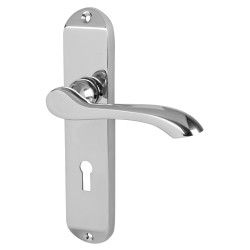 Touchpoint Polished Chrome Scroll Keyhole Lock Door Handles - Ancona Range - 180 x 39mm