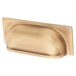 Alexander & Wilks Quantock Cabinet Cup Handle - 96mm Centres - Antique Brass