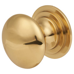 Altro Victorian Turned Round Cabinet Knob - 32mm Diameter - Polished Brass