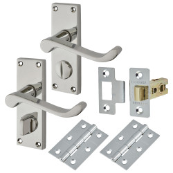 Touchpoint Polished Chrome Budget Scroll Privacy Door Handles Pack - Short Plate