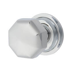 Altro Octagonal Centre Door Knob - 79mm Rose Diameter - Polished Chrome
