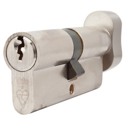 Yale 1 Star 6 Pin Kitemarked 70mm Euro Thumbturn Cylinder - 35mm Turn + 35mm - Polished Nickel