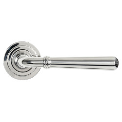 From The Anvil Polished Stainless Steel Door Handles on Round Art Deco Rose - Newbury Range
