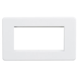 Knightsbridge 2 Gang 4 Module Euro Screwless Faceplate - Matt White