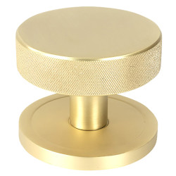From The Anvil Brompton Round Knurled Centre Door Knob - 90mm Rose - Satin Brass