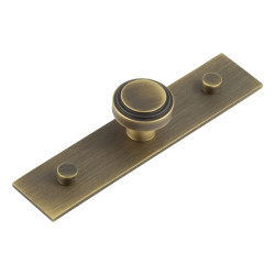 Hoxton by Frelan Cropley Stepped Round Cabinet Knob on Plain Backplate - 30mm Diameter - Antique Brass