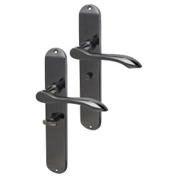 Hampstead Black Nickel Bathroom Door Handles - Long Plate - Altea Range - 240 x 41mm