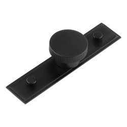 Hoxton by Frelan Thaxted Lines Round Cabinet Knob on Stepped Backplate - 40mm Diameter - Black