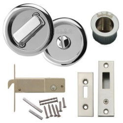Klug Round Flush Privacy Set with Bolt - Polished Chrome