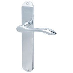 Hampstead Polished Chrome Latch Door Handles - Long Plate - Altea Range - 240 x 41mm