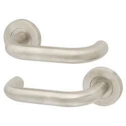 Touchpoint Satin Stainless Steel 19mm Return to Door Handles on Round Rose