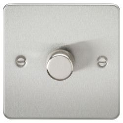 Knightsbridge 5-150W 1 Gang 2 Way Push On/Off Rotary Flat Intelligent LED Dimmer - Brushed Chrome
