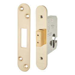 Altro Architectural Euro Profile Deadlock - 65mm Case - 44mm Backset - Radius - PVD Brass
