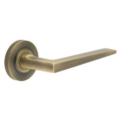 Burlington by Frelan Antique Brass Fire Rated Door Handles on Round Knurled Rose - Mayfair Range
