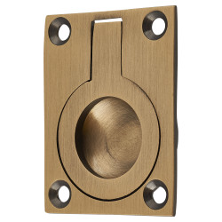 Altro Rectangular Flush Ring Cabinet Pull Handle - 50 x 38mm - Antique Brass