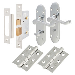 Touchpoint Polished Chrome Victorian Summer Scroll Bathroom Lock Door Handles Pack