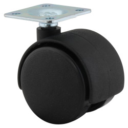 Mini Twin Wheel Castor - Swivel No Brake - 30kg Max Weight - 40mm Diameter - Black - Pack of 4