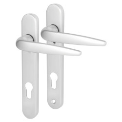 Trojan Sparta uPVC Multipoint Door Handle - Short Plate - 92mm c/c - Silver