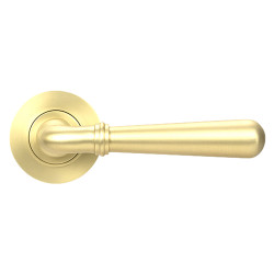 From The Anvil Satin Brass Door Handles on Round Rose - Newbury Range