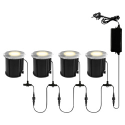 Forum Zink Lapin 2W Recessed LED Decking Light Kit - IP65 - 4000K Cool White - Black - Pack of 4