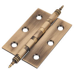 Finial Ball Bearing Butt Door Hinge - 75 x 50 x 2mm - Antique Brass - Pair