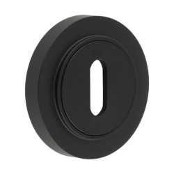 Burlington BUR60 by Frelan Escutcheon on Plain Rose - 53mm Diameter - Keyhole - Black