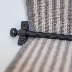 Altro Lines Stair Rod with Round Bulb Finials - 900mm Length - Matt Black