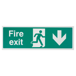 Altro Double Sided Fire Exit Down Arrow Sign - 450 x 150mm - Rigid Foam