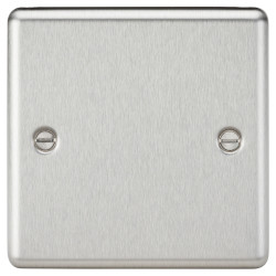 Knightsbridge 1 Gang Round Edge Blank Plate - Brushed Chrome