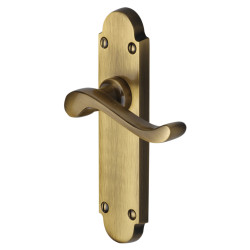 Heritage Brass by M Marcus Antique Brass Scroll Latch Door Handles - Savoy Range - 171 x 42mm