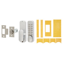 Codelocks CL160 Easy Code Push Button Code Lock and Latch with Intumescent - Holdback - Silver Grey