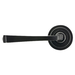 From The Anvil Black Door Handles on Round Art Deco Rose - Avon Range