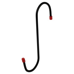 Tubular Garage and Shed Storage S Hook with Red Vinyl Cap - 65mm Depth - Black & Red - Pack of 5